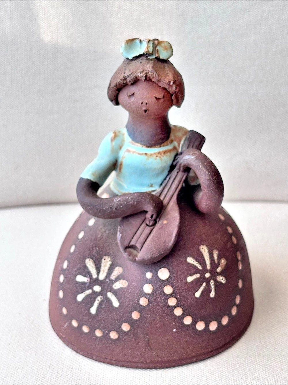 Vintage Helga Szecsi Quebec Folk Art Terracotta Pottery Music Figurine Montreal
